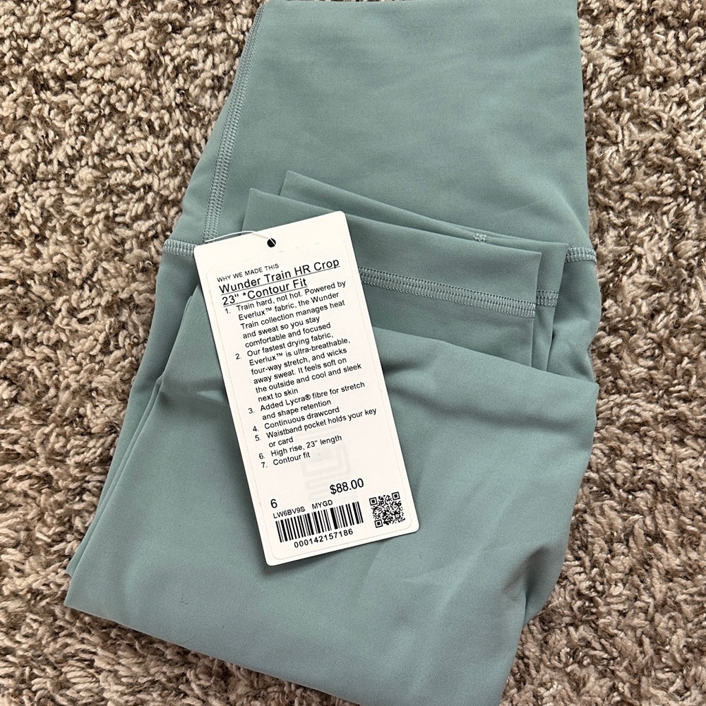Lululemon Wunder train crop contour fit 23” NWT MISTY GLADE